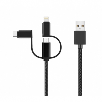 USB Cable 3 in 1  ( microUSB, Lightning, Type C )